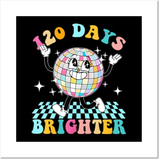 120 Days Brighter Happy 120th Day Of School Groovy Boy Girl Posters and Art